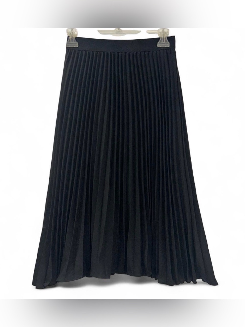 Black Pleated Midi Skirt - Women - Small